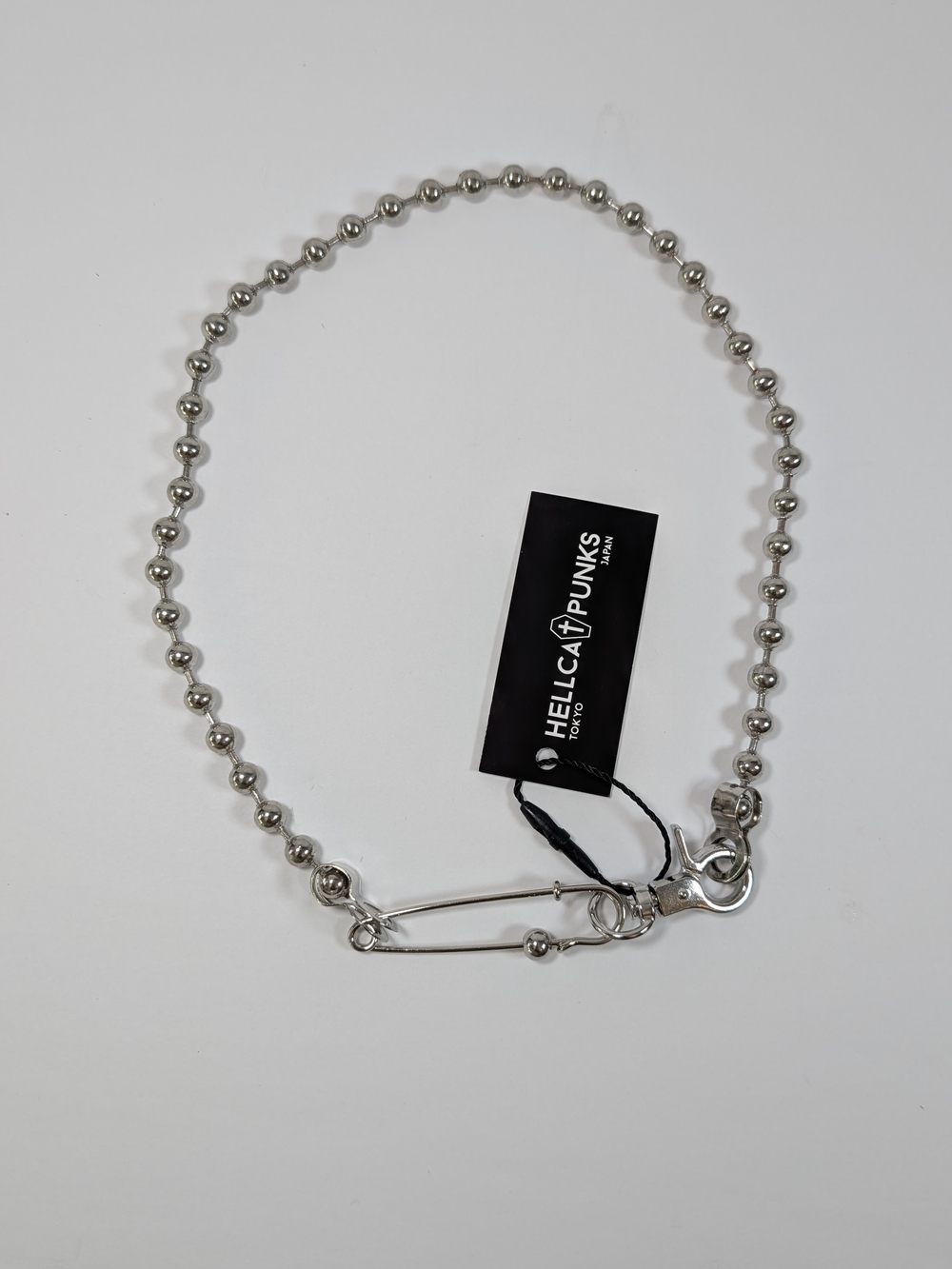 HELLCATPUNKS Safety Pin Ball Chain Choker Necklace Silver OS NWT Archive Punk - Picture 2 of 7